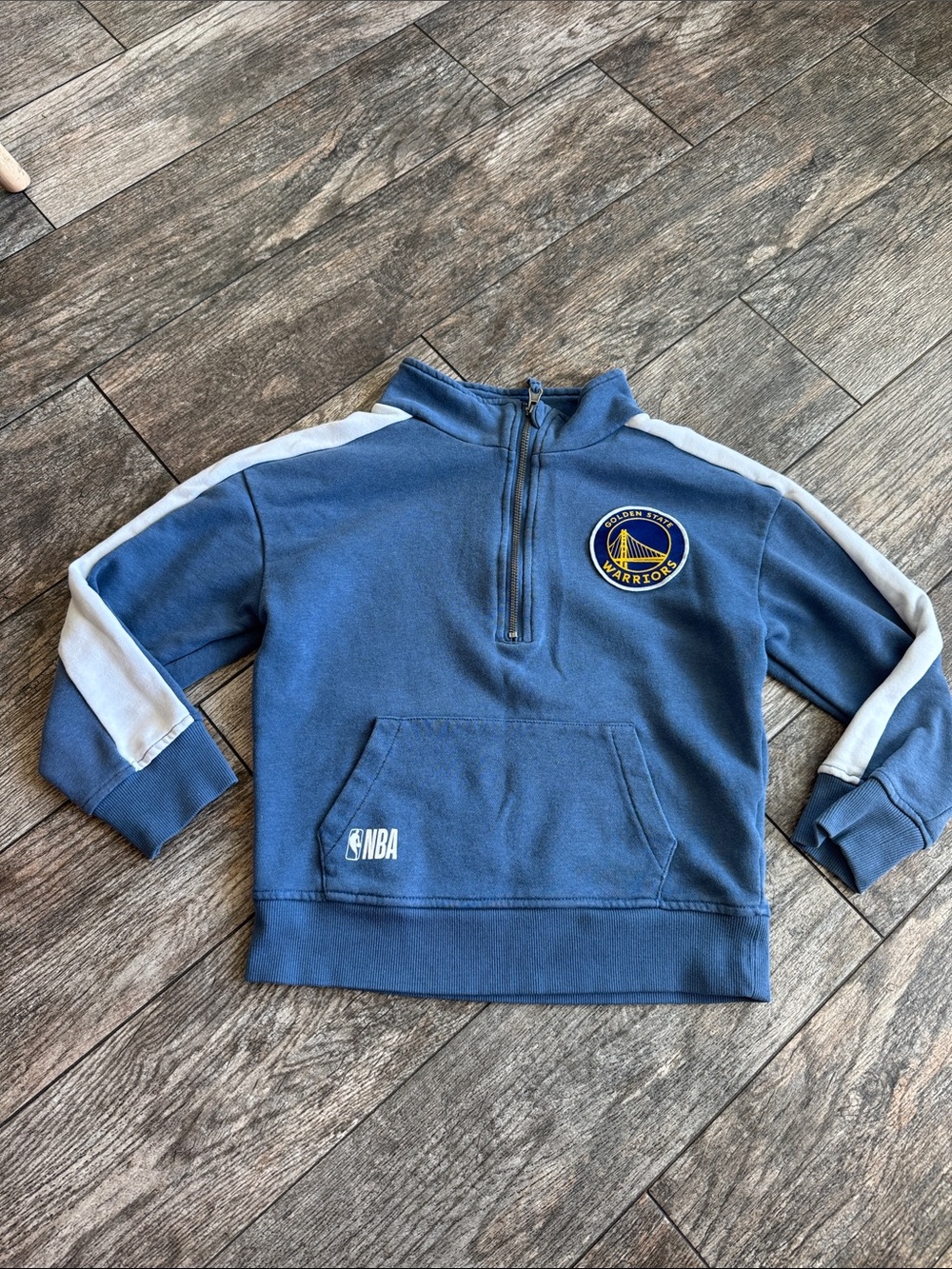 Cotton On Blue Kids Half-Zip Sweatshirt with White Sleeve Stripes